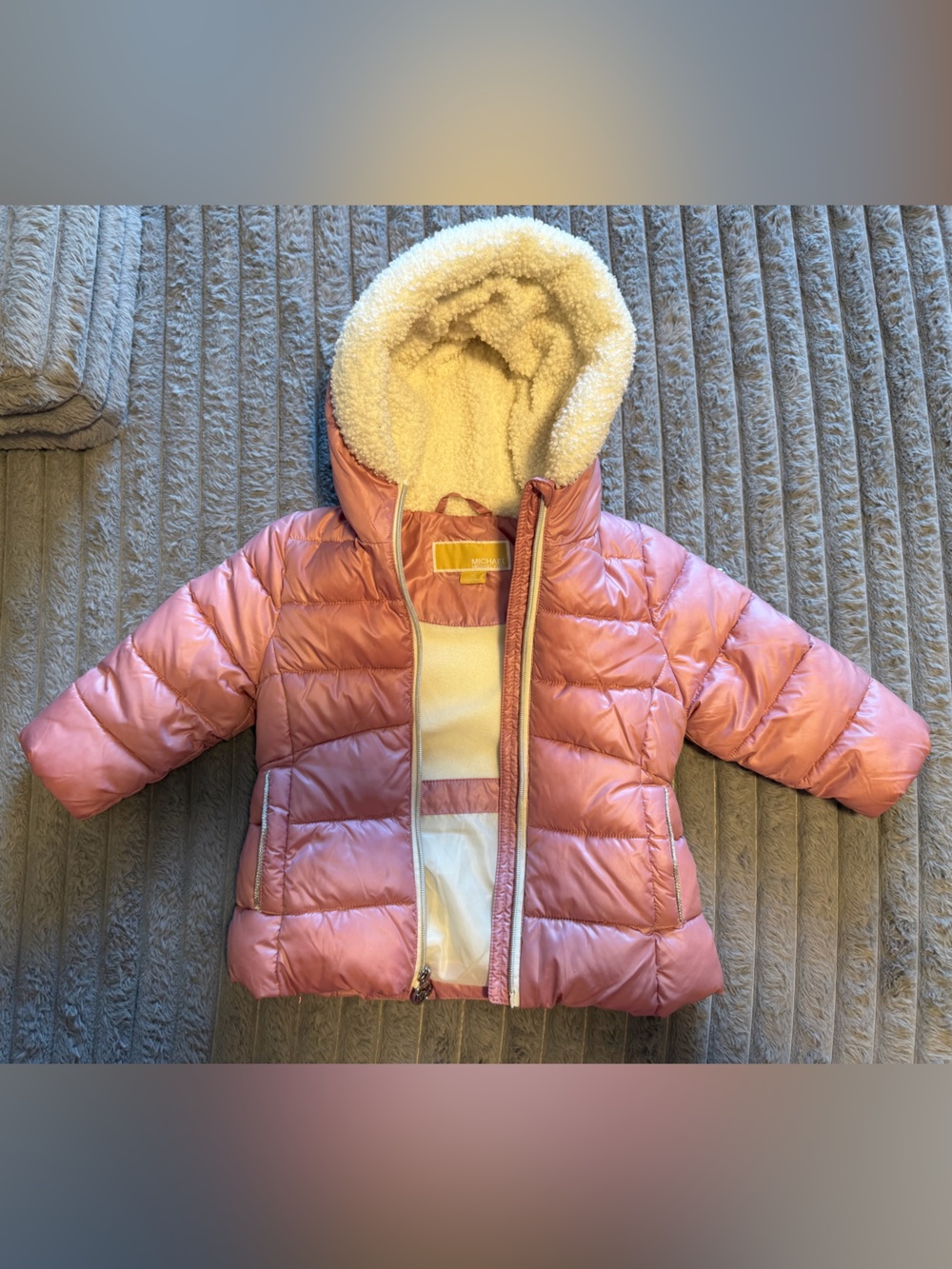 Kids Michael Kors Dusty Pink Sherpa-Lined Puffer Jacket